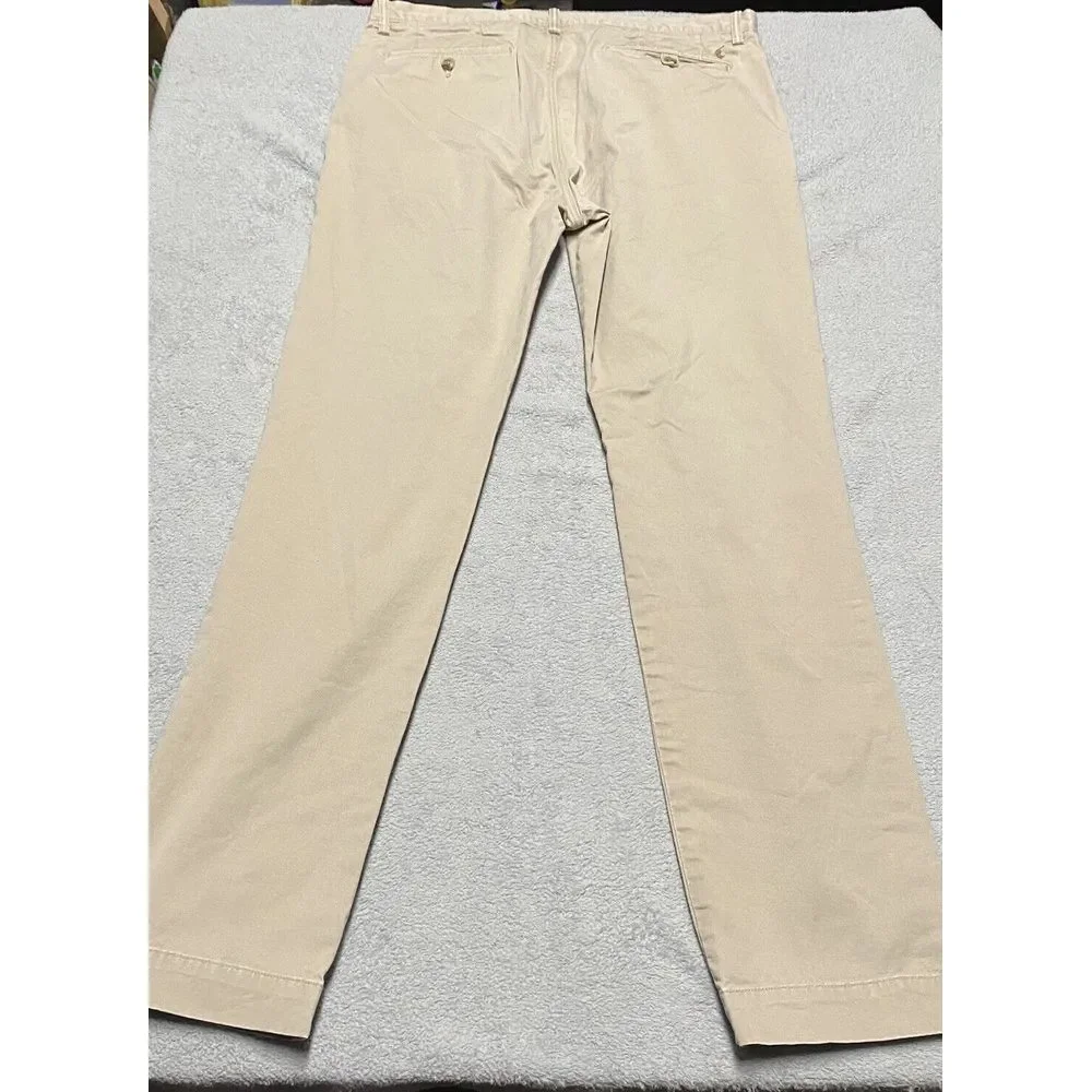 Polo Ralph Lauren Chino Pants Mens 34x33 Khaki Straight Fit‎ Stretch Preppy